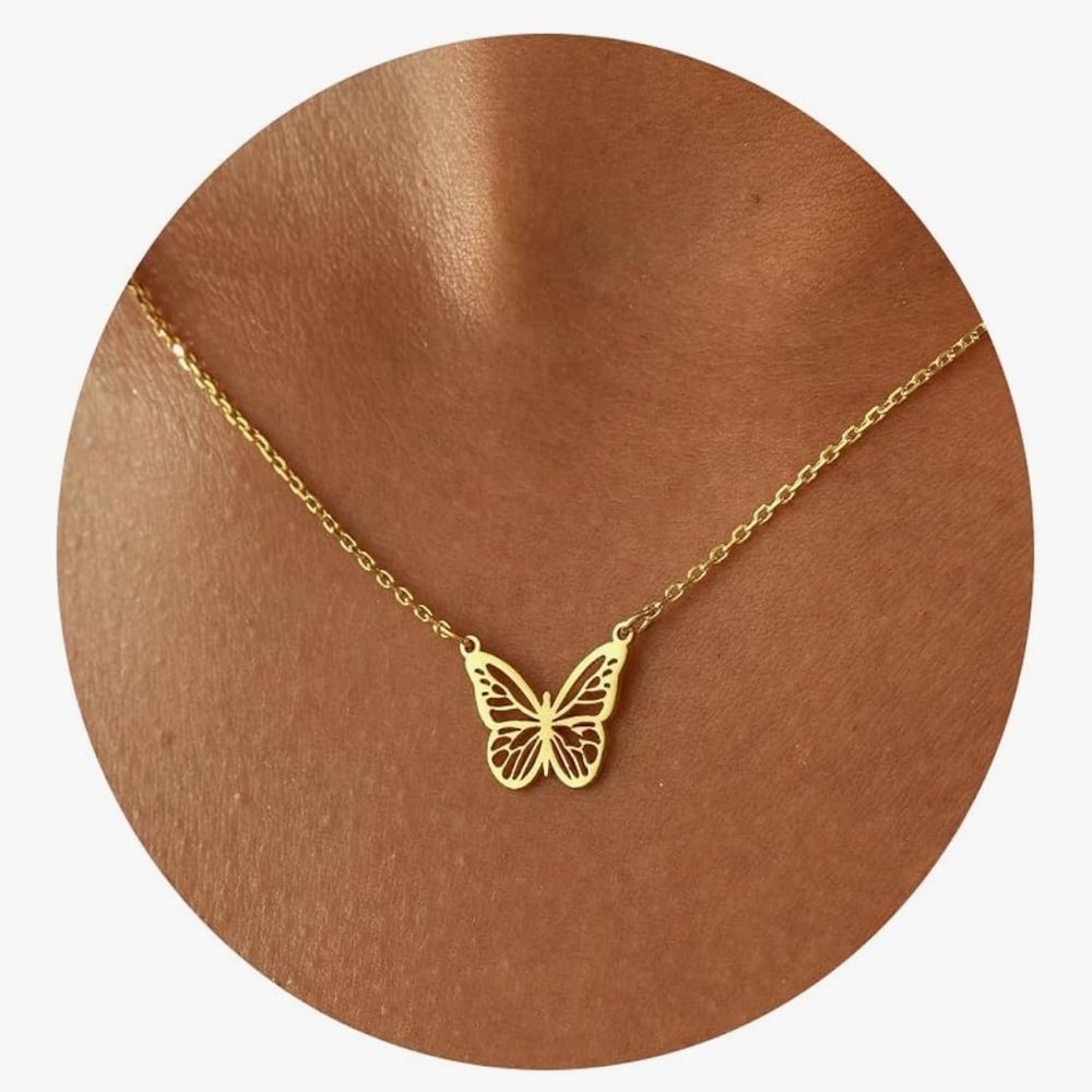 NEW 14K Gold Plated Elegant Gold Butterfly Necklace